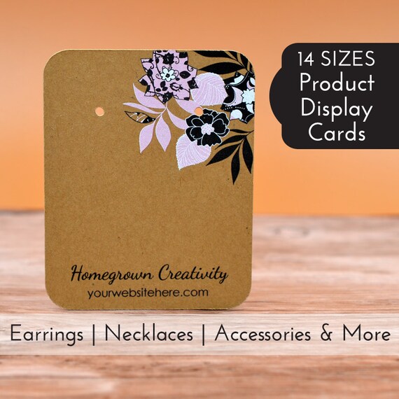 Earring Display Cards Personalized With Your Information pink White Black  Flowers Jewelry Tags DS0125 