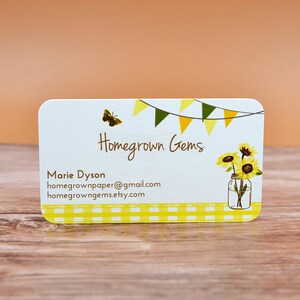 Mason Jar Girasoles País Tarjetas de Visita - Bunting Banner Amarillo Verde Marrón - Tarjetas de Mamá - Tarjetas de Llamada / DS0129