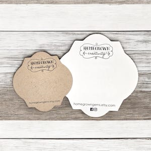 Custom Jewelry Display Cards | Unique Shape Corners | 8 SIZES | Includes Your Logo | Earring Cards | Necklace Cards Bows Rings | SP2069