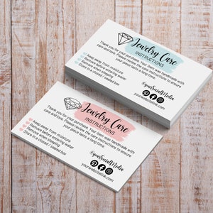 Sieradenverzorgingskaarten | 112 kaarten Prijzen | 2"x3,5" | Op maat gemaakt met uw logo en tekst | TS0017|18