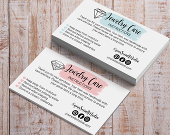 Jewelry Care Cards | 112 cards Prices | 2"x3.5" | Customized with your Logo and Text | TS0017|18