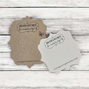 Benutzerdefinierte Form Schmuck Display Karten | verzierte Punkte | 20 GRÖßEN | Beinhaltet Ihr Logo | Kartenohrringe | Halskette Karten Zubehör | SP2005