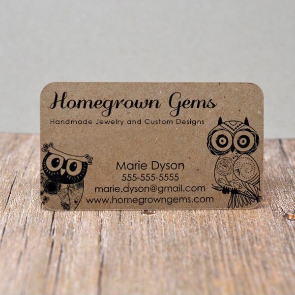 Recycled Kraft Brown Business Cards Modern Cute Owls - Calling Cards - Mommy Cards - Display Cards