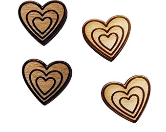 14mmx13mm | Mini Nested Heart Valentine's for making Stud Earrings  | Wood Cabochons Earring Embellishments | Laser Cut