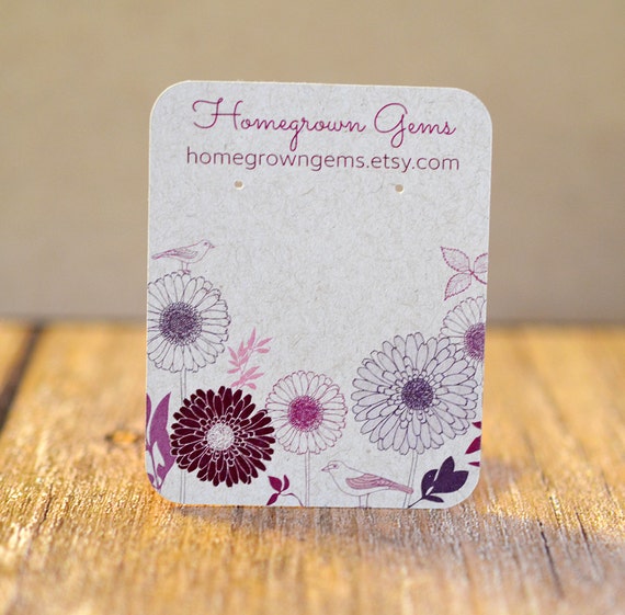 Personalized Earring Cards Purple Bird Flower Garden Customized Jewelry  Display Cards 