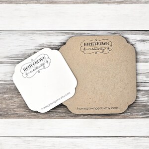 Custom Jewelry Display Cards | Unique Shape Corners | 8 SIZES | Includes Your Logo | Earring Cards | Necklace Cards Bows Rings | SP2068