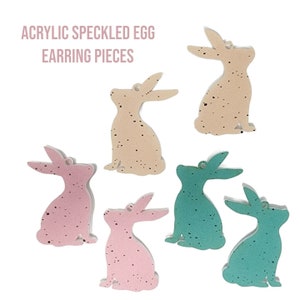 Pastel Speckled Egg Pink Blue Yellow Acrylic Bunny Easter Earring Blanks  | 1.27&quot;x2&quot; One 1 PAIR | Jewelry Making Blanks Components Spring