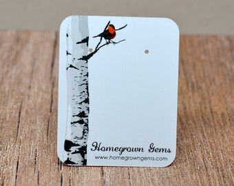 Birch Tree Red Bird Customized Earring Display Cards - Personalized Earring Cards Necklace Cards Tags Price Tags