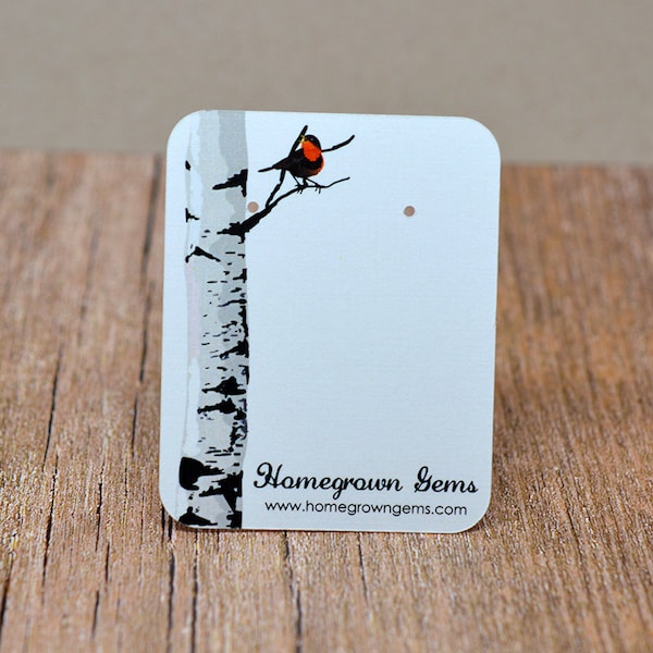 Birch Tree Red Bird Customized Earring Display Cards - Personalized Earring Cards Necklace Cards Tags Price Tags