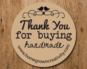 Customized Thank You For Buying Handmade Stickers - Typewriter Text - Labels - Wedding - Birthday Party - Thank You Stickers