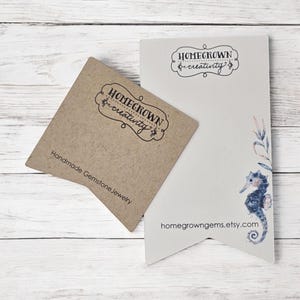 Personalisierte Schmuckkarten | Quadratische Wimpelkette | 20 GRÖßEN | Beinhaltet Ihr Logo | Verpackung | Halskette Bogen Karten | SP2015