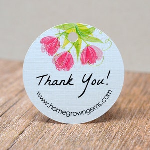 Pink Tulips Flower Thank You Tags -  Hang Tag - Product Packaging - Gift Tag - Wedding Favor Tags - Party