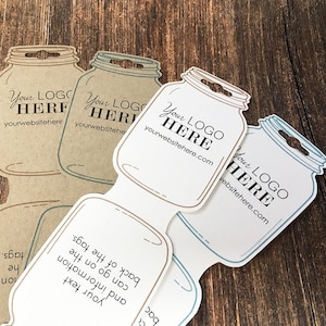 Mason Jar Custom Fold Over Necklace Jewelry Tags Jewelry Display Personalized Product Hanging Cards with Your Logo