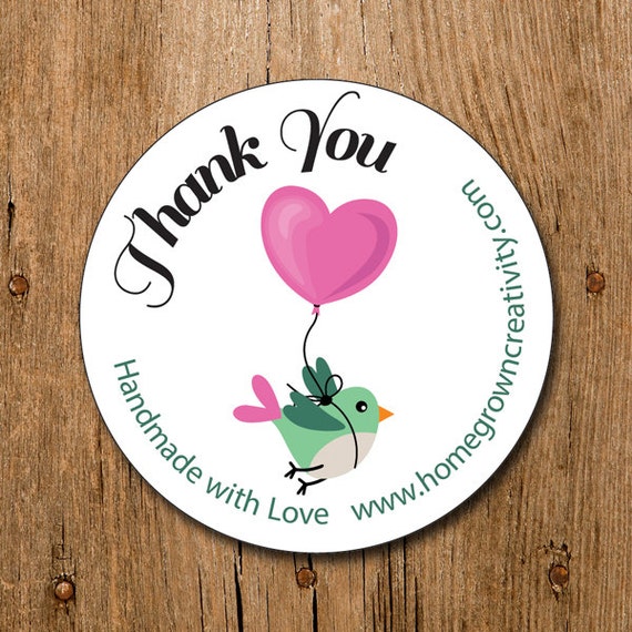 Customized Thank You Stickers Modern Bird With Balloon | Etsy