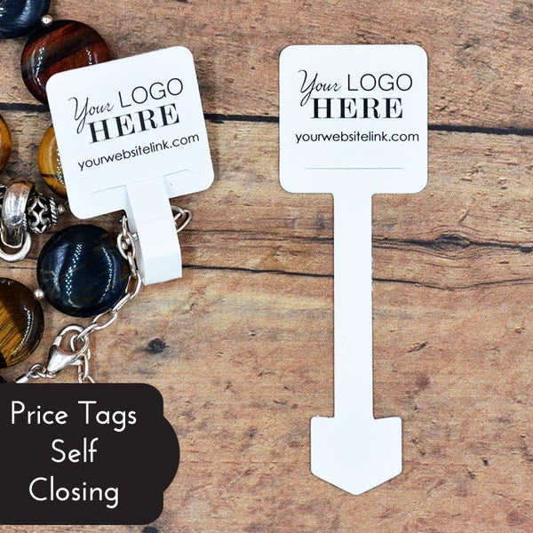 Custom Price Tags - Self Closing - No String Needed - Personalized Custom Printed