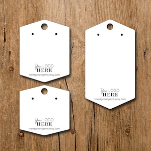 Tarjetas de exhibición de aretes personalizadas con su logotipo / Más de 20 TAMAÑOS / Parte superior e inferior puntiagudas / SP2022
