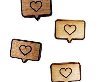 14mmx10mm | Mini Word Bubble Chat Bubble Heart Valentine's for making Stud Earrings  | Wood Cabochons Earring Embellishments | Laser Cut