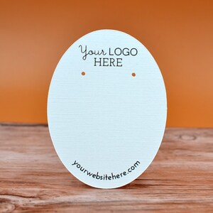 Cartes de boucles d'oreilles ovales avec votre logo Étiquettes de prix de collier Étiquettes volantes Merci Barrettes à cheveux Produit