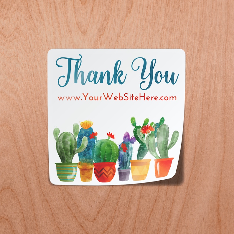 Thank You Stickers Cactus Potted Southwest Arizona Painting Etsy