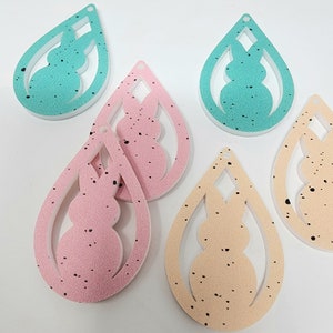 Pastel Speckled Egg Pink Blue Yellow Acrylic Tear Drop Bunny Easter Earring Blanks  | 1.27&quot;x2&quot; One PAIR | Jewelry Making Blanks Spring
