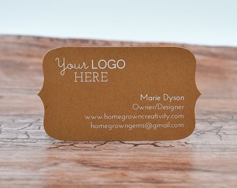 70 - WHITE PRINT - Business Cards Ornate Cut Pointed Sides - Customized with your Logo and Text | DS0124