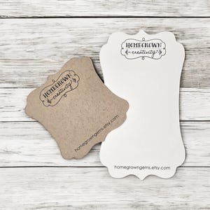 Custom Jewelry Display Cards | Ornate Cut Square | 20 SIZES | Includes Your Logo | Earring Cards | Necklace Cards | SP2033