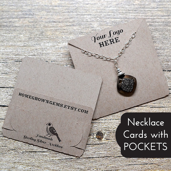 Necklace Display Cards with Pockets to Hold Chain - Product Packaging -  Jewelry Display Cards - Multiple Sizes