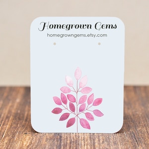 Custom Earring Cards Customized Jewelry Display Cards Painted Water Color Floral Tree Branch Pink | DS0084