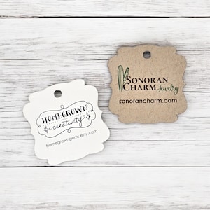 180 Hang Tags | 1.5&quot; | Ornate Shape Customized Small Price Tags Jewelry Hang Tags Labels Personalized | DS0122