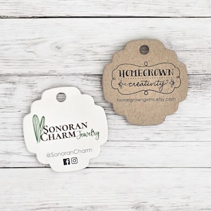 180 Hang Tags | 1.5&quot; | Unique Shape Scallop Shape Customized Small Price Tags Jewelry Hang Tags Labels Personalized