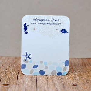 Earring Display Cards Personalized with Your Information - Ocean Sea Sand Seahorse Fish Starfish- Jewelry Tags DS032