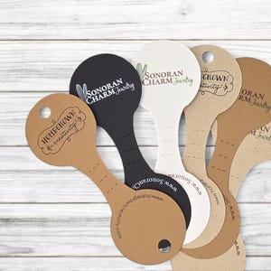 72 TAGS - Aangepaste cirkel gevouwen ketting sieradenlabels Sieradendisplay Gepersonaliseerde producthangkaarten | Cirkels van 1,5 x 1,5 inch