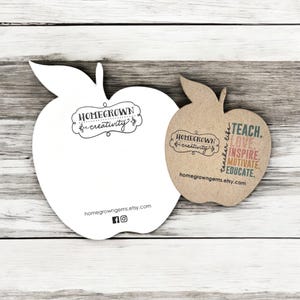 Apple Shape Jewelry Display Cards | 3 SIZES | Includes Your Logo | Teacher Earring Cards | Necklace Cards | SP2046