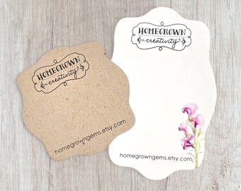Personalized Jewelry Display Cards | Ornate Curvy Design | 20 SIZES | Includes Your Logo | Earring Cards  Hair bows Necklaces Cards | SP2062