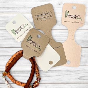 70 ETIQUETAS / Collar plegable personalizado Etiquetas de joyería Exhibición de joyería Tarjetas colgantes de productos personalizadas / Tops de 1.5 "x 1.5"