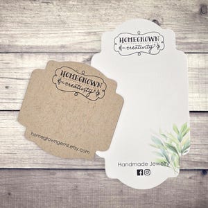 Individuelle Schmuck Display Karten verzierten Schnitt quadratisch gebogen | 20 GRÖßEN | Beinhaltet Ihr Logo | Verpackung | Ohrring Karten hängen Tags | SP2023