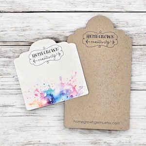 Benutzerdefinierte Schmuck Display Karten | Ausgebogten Top Platz | 20 GRÖßEN | Beinhaltet Ihr Logo | Verpackung | Halskette Ohring Karten hängen Tags | SP2030