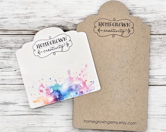 Custom Jewery Display Cards | Scalloped Top Square | 20 SIZES | Includes Your Logo | Packaging | Necklace Earing Cards  hang Tags | SP2030