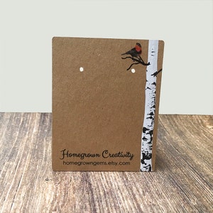 Custom Earring Cards - White Birch Tree Forest Cardinal Red Bird - Packaging - Necklace Cards - Hair bows - Jewelry - Price Tags | DS0116