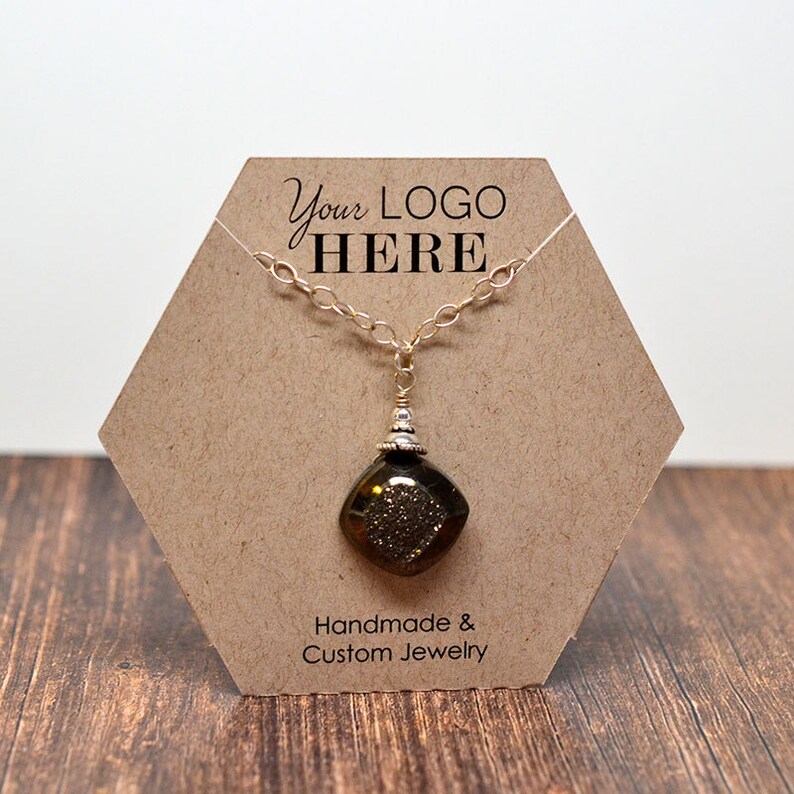 50 Customized Pocket Fold Necklace Cards Hexagon Shape Holds Etsy