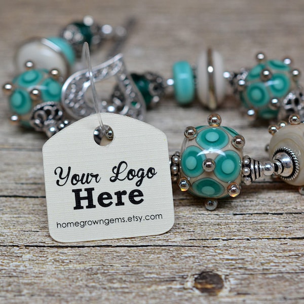 240 Custom Tags - 1" Personalized with Logo Text - Jewelry Tags - Price Tags - Hang Tags