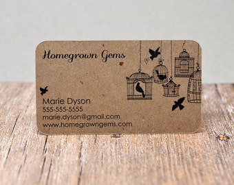 Recycled Kraft Brown Business Cards Bird Cage Design - Calling Cards - Mommy Cards - Display Cards