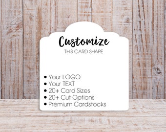 Custom Jewery Display Cards | Scalloped Top Square | 20 SIZES | Includes Your Logo | Packaging | Necklace Earing Cards  hang Tags | SP2030