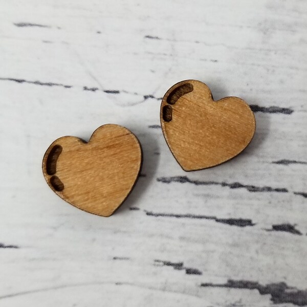 Mini Engraved Wood Heart  | Cabochons Stud Earring Embellishments | Laser Cut