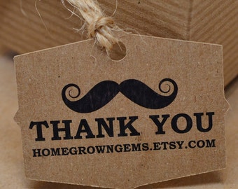 Customized Mustache Thank You Tags Gift Tags Personalized Party Favor