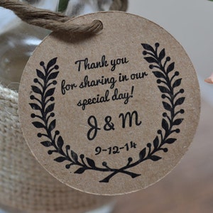 Custom Wedding Favor Thank You Tags Wheat Wreath Gift Tags Hang Tags DS045