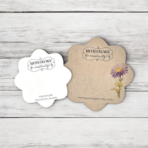 Personalisierte Schmuckkarten | reich verzierte Bogenschenkel Blume | 7 GRÖßEN | Beinhaltet Ihr Logo |  Ohrringe Karten Anhänger | SP2044