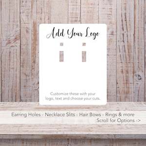 Tarjetas de pendientes personalizadas con su logotipo - Palanca - Alambre francés - Collar - Lazos para pasadores de pelo