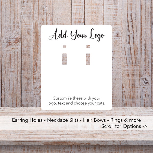 Custom Earring Cards with Your Logo - Leverback - French Wire - Necklace - Hair Pin Barrettes Bows