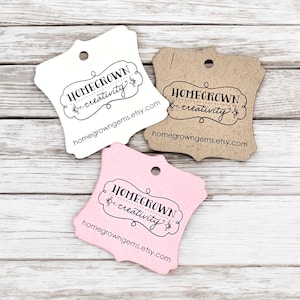 180 TAGS | 1.5&quot;x1.5&quot; | Ornate Shape Customized Small Price Tags Jewelry Hang Tags Labels